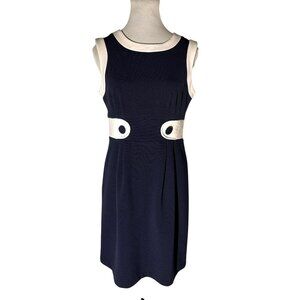 Dressbarn Navy & White Sleeveless Knee Length Dress Size 4